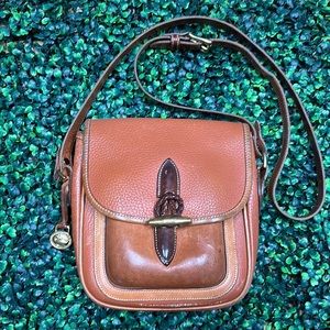 Vintage Dooney & Bourke Small Leather Tan Crossbody Bag